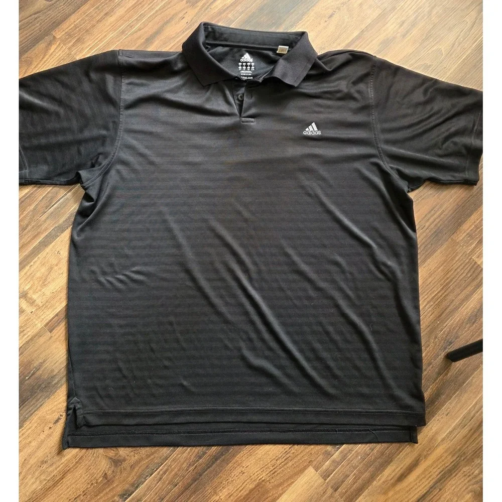 Adidas Active 360 Mens Black Striped Short Sleeve Polo Shirt‎ XL Golf active dad